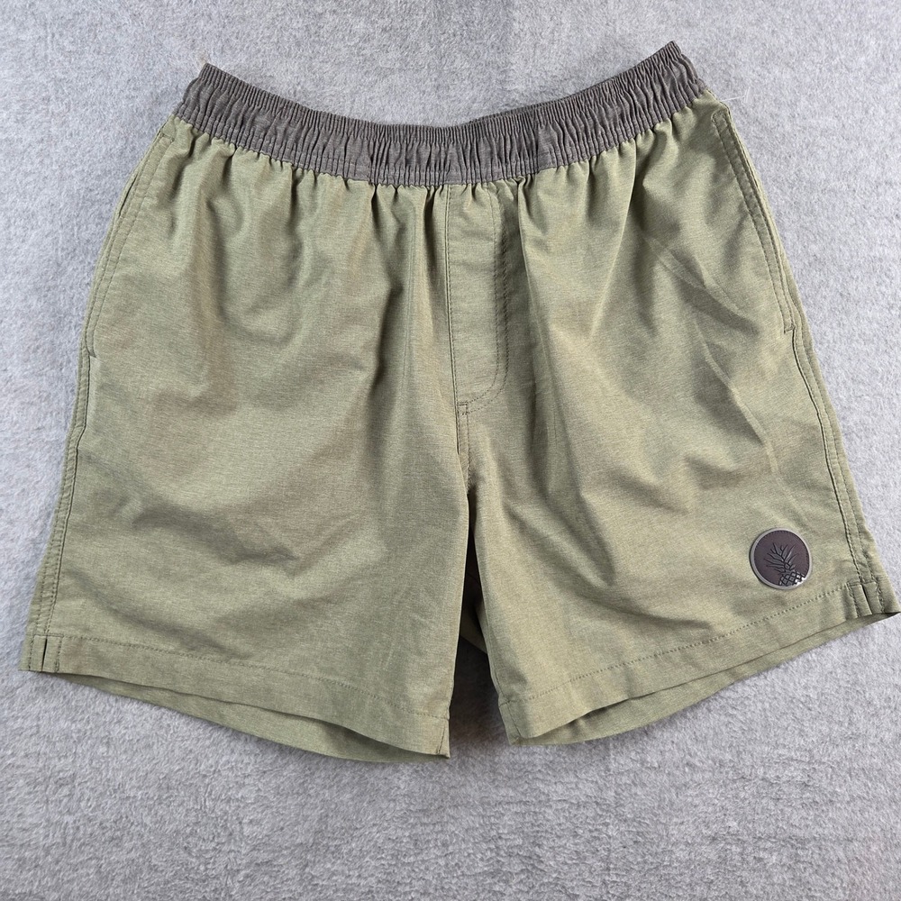 Chubbies Shorts Men Small Green 5.5" Inseam Elastic Waist Pineapple Logo